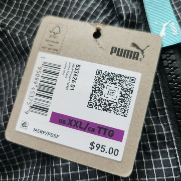 Puma Lightweight Woven Zip Jacket Men's 2XL XXL NWT NEW Windbreaker Black 2021 - Picture 4 of 9